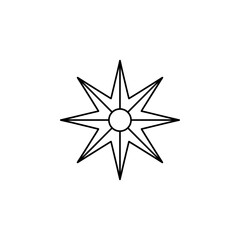 Eight-Pointed Star with Inner Circle Outline Icon