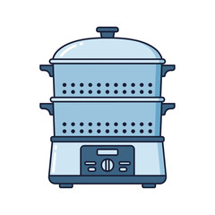 Two-Tiered Electric Food Steamer Appliance Illustration