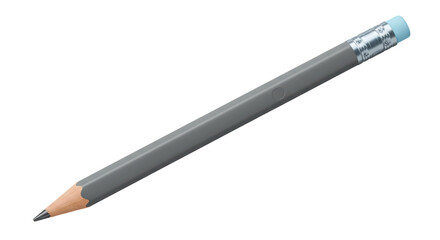 Isolated Gray pencil with eraser, writing and drawing tool