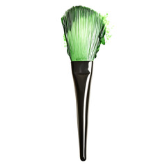 Green watercolor brush background texture isolate on white background