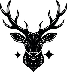 Deer Head with Sparkling Chrome Glow Shallotte on White Background