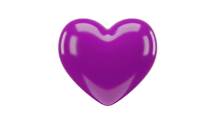 Professional 3D Render of Generic Purple Heart Emoji with Smooth Glossy Plastic Texture Isolated on White Background