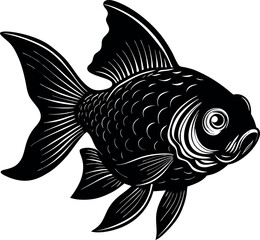 Goldfish Head in Golden Metallic Shine Shallotte on White Background