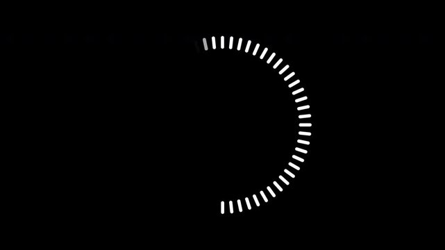 Smooth circular countdown animation, showing a progress bar gradually decreasing from full to empty on a black background. Ideal for intros, breaks, transitions, or loading screens.