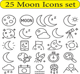 25 Moon icons set
