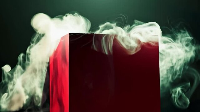 Red box with swirling smoke