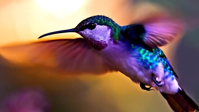 Vibrant hummingbird in flight