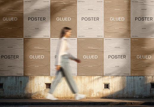 Outdoor Glued Posters Mockup