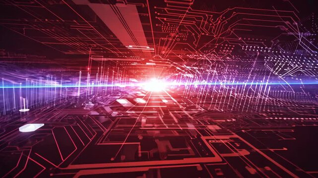 Modern technology circuit board texture background design. Waves flow. Quantum explosion technology. Quantum computer technologies concept. motion video.