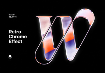 Retro Chrome Logo Effect Mockup