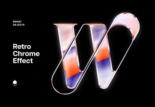 Retro Chrome Logo Effect Mockup