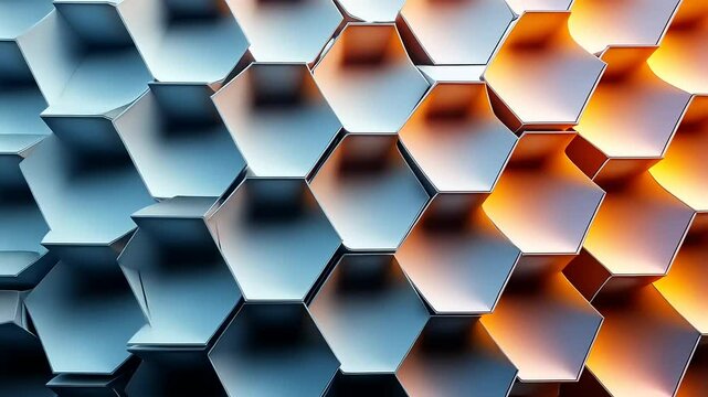 Abstract honeycomb pattern with warm orange and cool blue tones for modern backgrounds