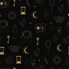 Magic line art seamless pattern