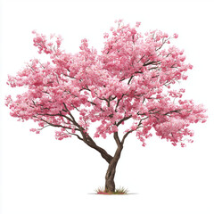 Fototapeta premium Stunning Pink Cherry Blossom Tree , white background cut out PNG
