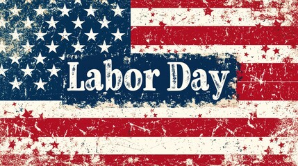 Distressed american flag labor day design: celebrate workers with a vintage image - perfect for banners, posters, and social media