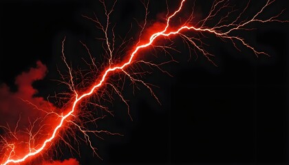 Crimson red thunder over a black sky