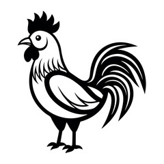Traditional Rooster Design Element isolated on white background