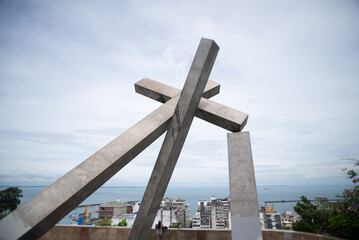 Cruz Caida Monument, postcard located in Pelourinho in the city of Salvador, Brazil.