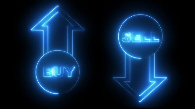 Neon BUY and SELL arrow icon Understanding Market Trends The Dynamics of Buying and Selling in Financial .Stock exchange trading, forecast signal to Sell, falling share price, bearish stock market .