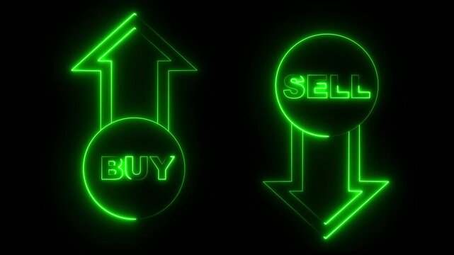 Neon BUY and SELL arrow icon Understanding Market Trends The Dynamics of Buying and Selling in Financial .Stock exchange trading, forecast signal to Sell, falling share price, bearish stock market .