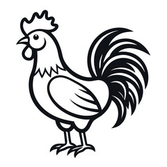 Black and White Farm Animal Illustration isolated on white background