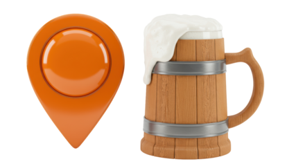 Isolated Beer Mug and Location Pointer