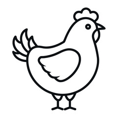 Simple Hen Outline Vector Illustration isolated on white background