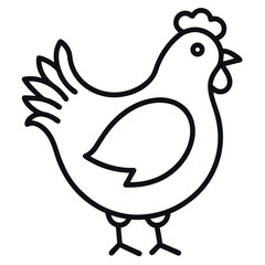 Simple Hen Outline Vector Illustration isolated on white background