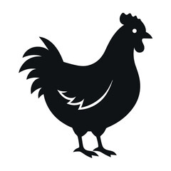 Black Chicken Silhouette Vector Illustration isolated on white background