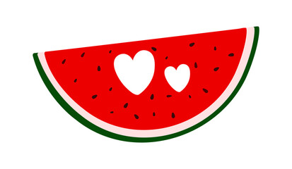 Watermelon cut in slices, sweet ripe delicious fruit, red flesh with green rind, organic diet ingredient for dessert, healthy vegan food image for summer design, projects, menu, packaging decor