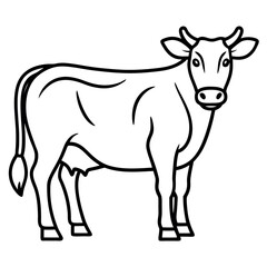 Simple Cow Outline Vector Illustration isolated on white background