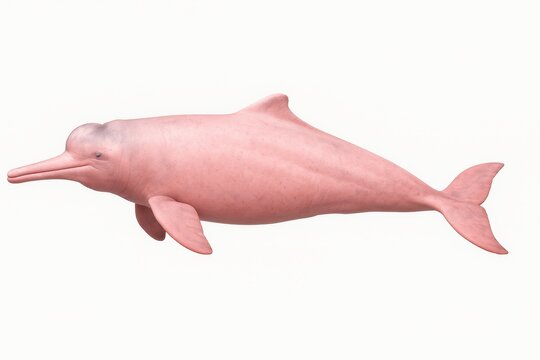 Amazon pink river dolphin isolated on white background.