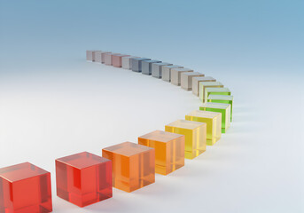 Fototapeta premium Colorful transparent cubes in a row gradient concept design for business and creative presentations art