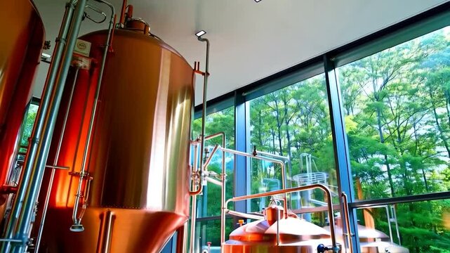 Copper Brewing Tanks in Modern Facility