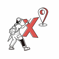 letter x and location marker logo icon on white background