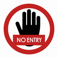 Fototapeta premium no entry hand red label vector silhouette illustration