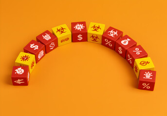 Economic impact of pandemic: financial risk, crisis, investment, and business challenges concept image