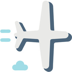 Fototapeta premium Stylized illustration of a white airplane in flight against a black background