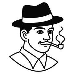 vector private gentlemen club gentleman in retro hat