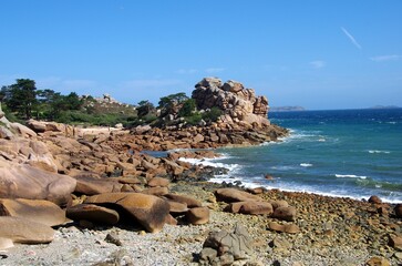 The Pink Granite Coast in Brittany in France, Europe