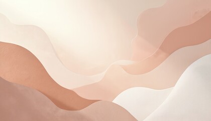 Abstract minimalist background design. Soft brown, white, pink pastel colors. Creative artwork with curved shapes, gradient elements. Artistic design, soft tones. Ideal for branding, web design,