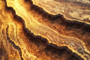 Obraz premium Close-up captures the mesmerizing patterns and textures of layered rock formations, creating an earthy, abstract composition.