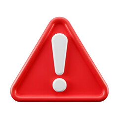 Red triangle exclamation mark warning sign isolated on transparent background