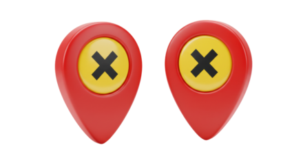 Isolated wrong location pin marker