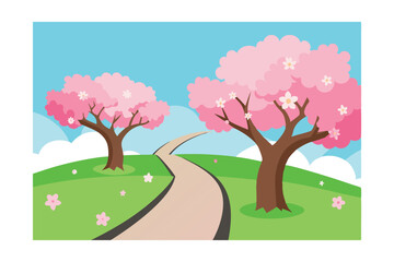 spring tree with pink flowers