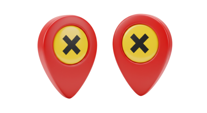 Isolated wrong location pin marker