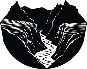 Canyon View From Above Silhouette | Scenic Canyon Aerial Art