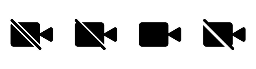 video camera icon, camera video off icon. symbolizing recording, privacy, video communication, control, and muted settings in digital communication and online meetings