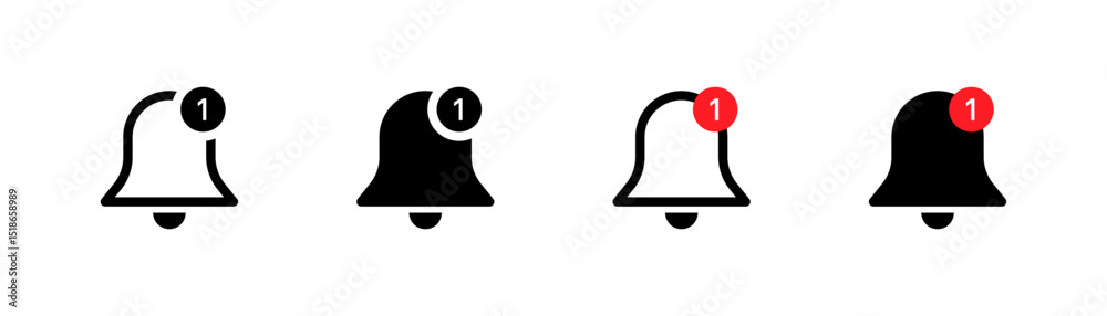 Poster Notification bell icon set. alarm symbol. Incoming inbox new message notification icon. Application app alert. Social media icons