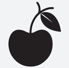 cherry fruit  silhouette vector art illustration, apple with leaf